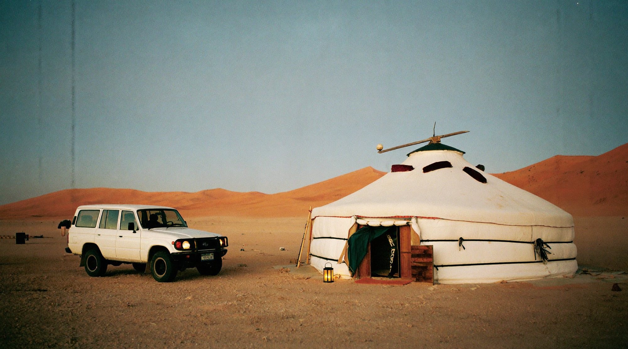 Land Cruiser at a ger camp in the Gobi
